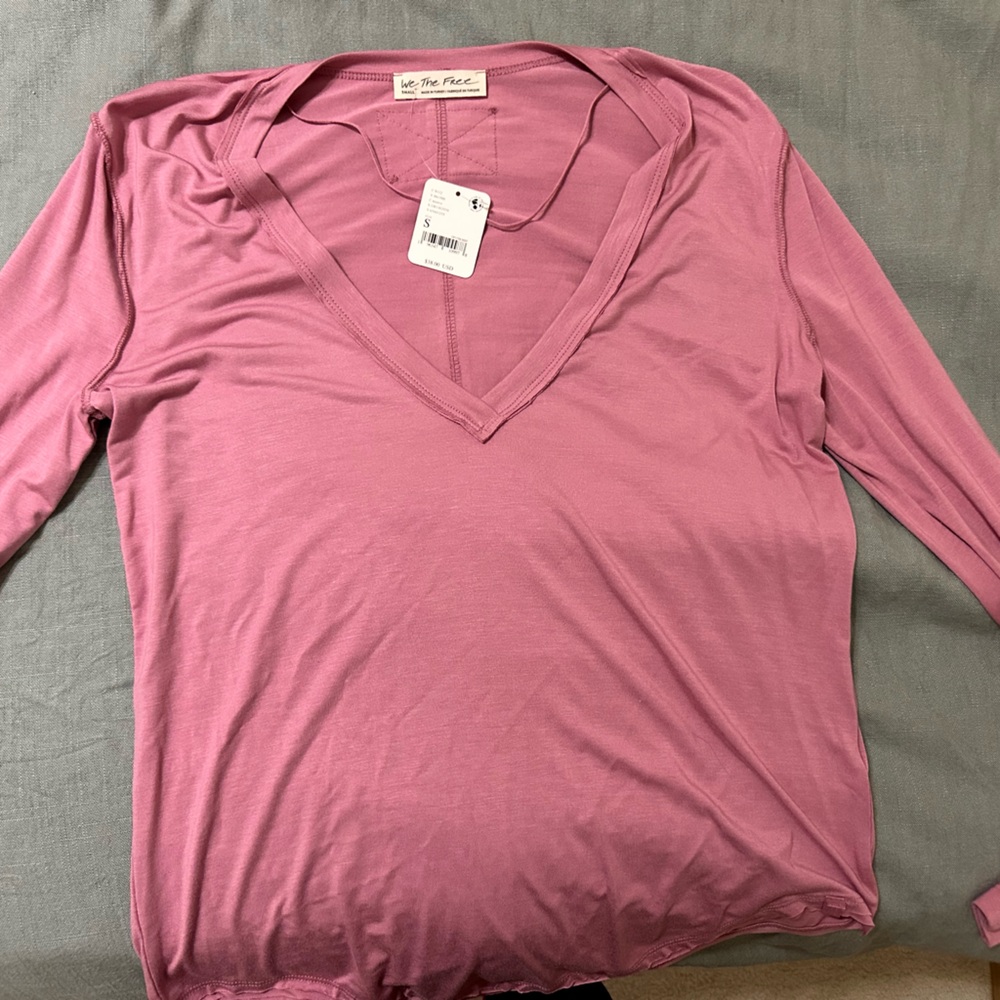 Brand new free people check long sleeve top